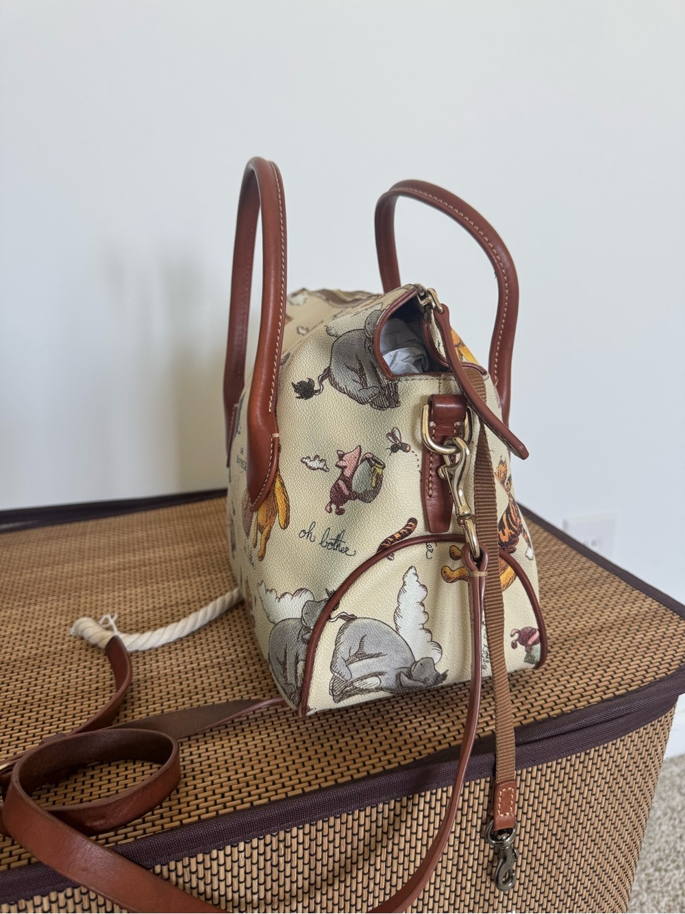 Dooney & Bourke Cream Winnie the Pooh Print Satchel with Brown Trim - Picture 2 of 6